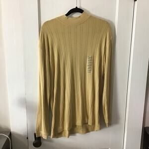 NWT J.Ferrar  Bamboo colored mock neck cotton blend long sleeve top Medium
